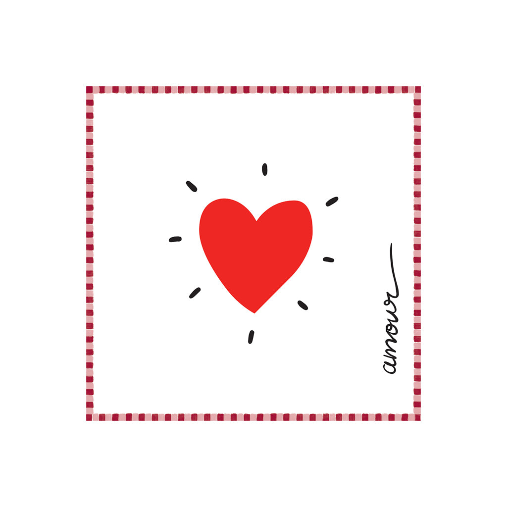20 serviettes en papier - Coeur rouge amour