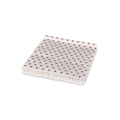 20 serviettes en papier - coeurs rouges
