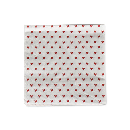 20 serviettes en papier - coeurs rouges