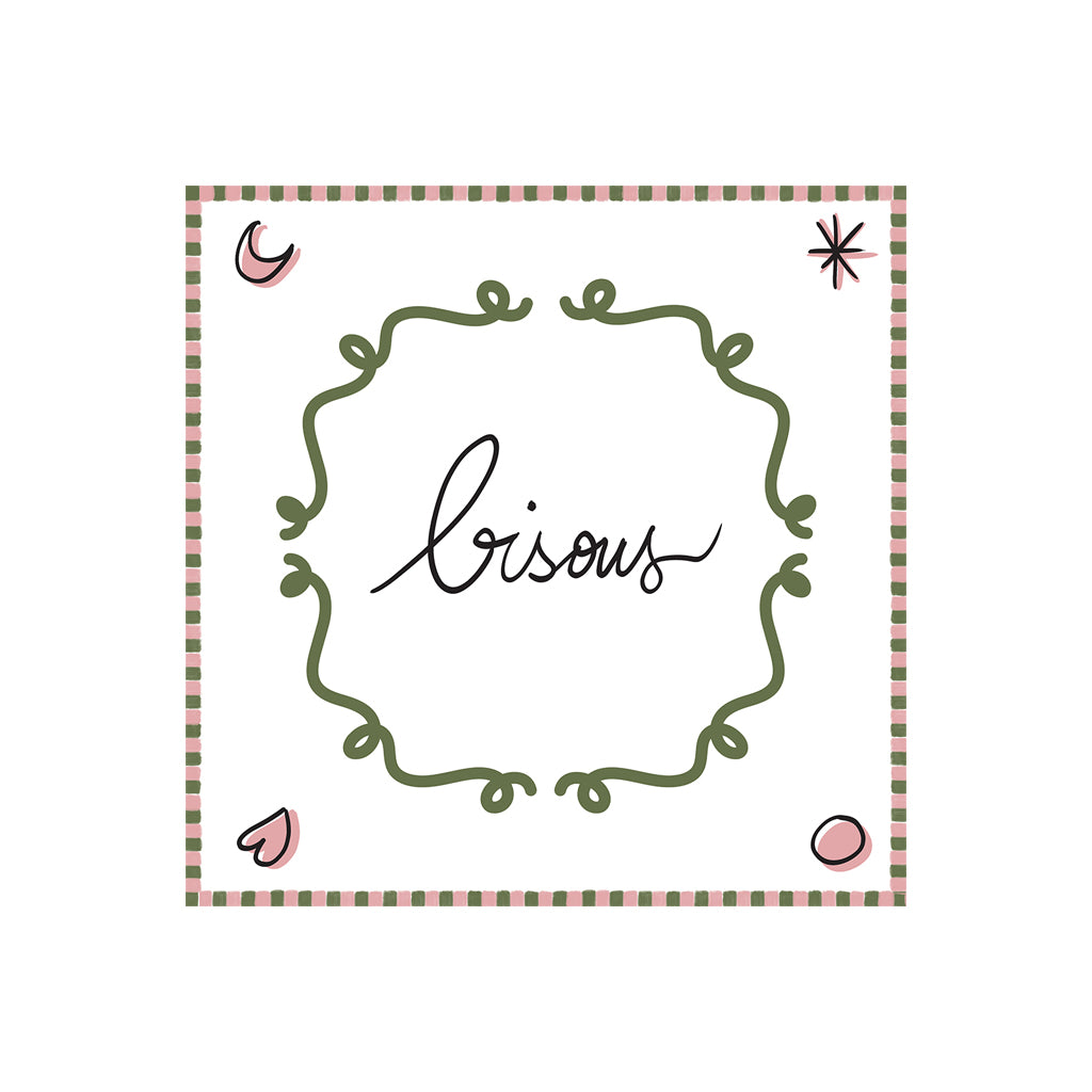 20 serviettes en papier - Bisou kaki et rose