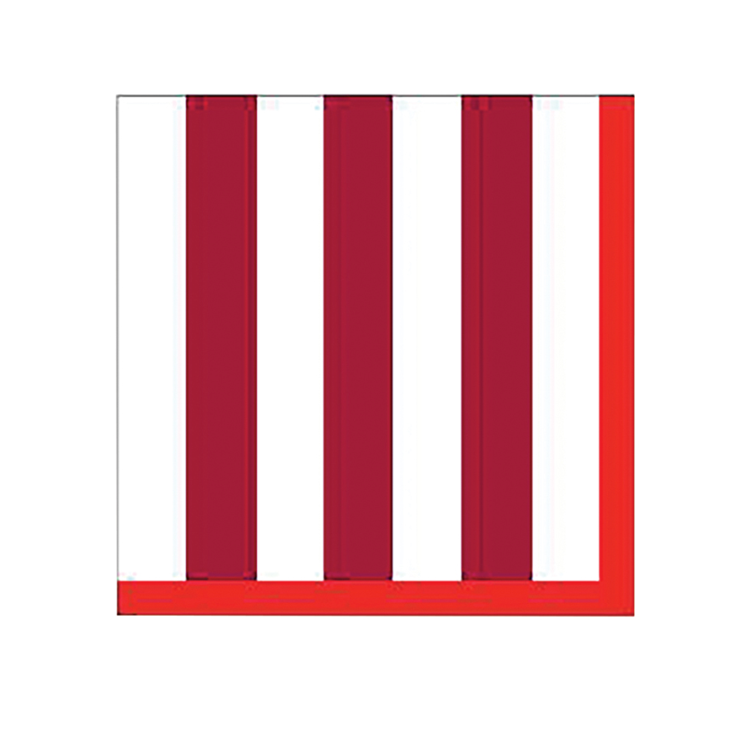 20 serviettes en papier - Rayures Rouges et Blanches