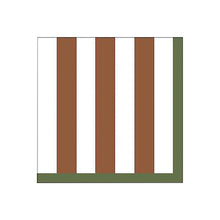 20 serviettes en papier - Rayures Marrons et Blanches