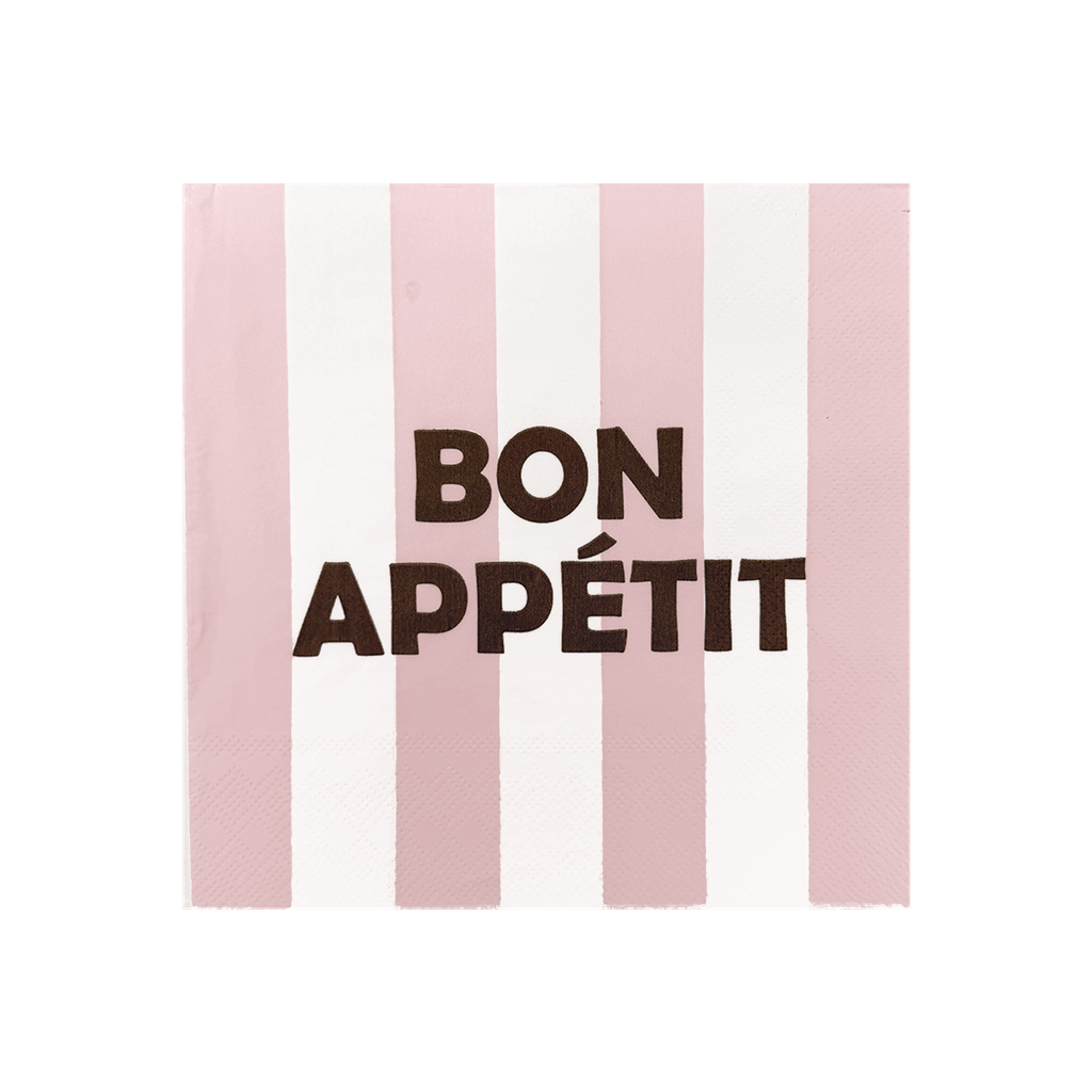 serviettes bon appétit rayures roses opjet