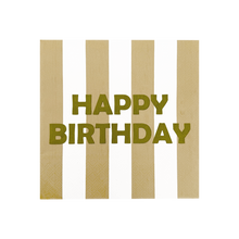serviettes rayures beiges happy birthday opjet