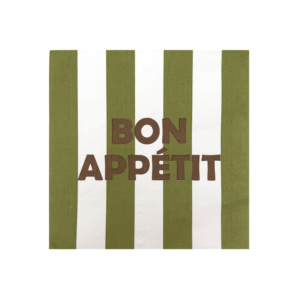 serviettes rayures kakis opjet