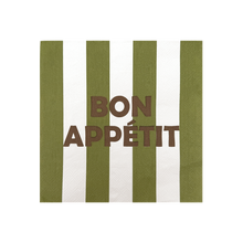 serviettes rayures kakis opjet
