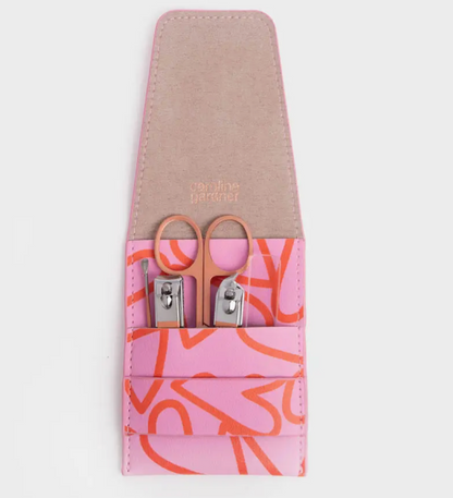 Ensemble de manucure - Rose et coeurs rouges