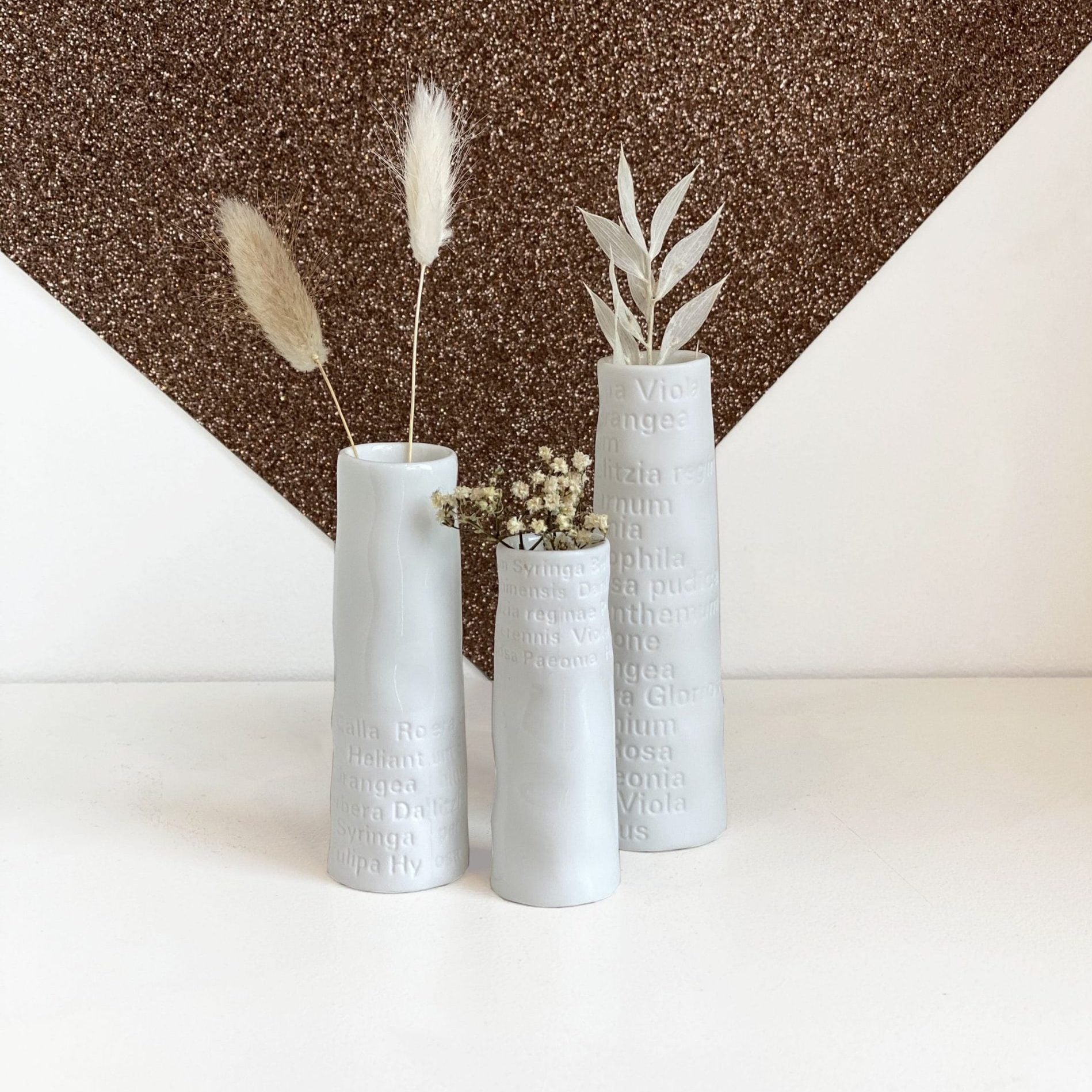 Set de 3 mini vases poésie typo
