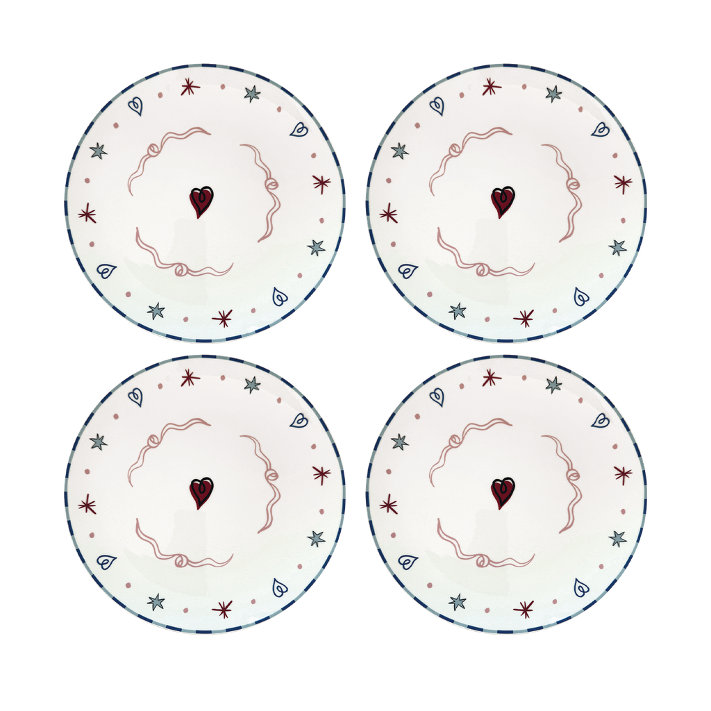 set de 4 grandes assiettes amour liberté 