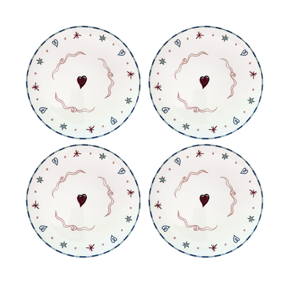 set de 4 grandes assiettes amour liberté 