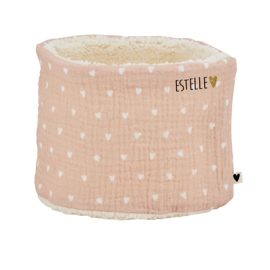 Tour de cou/Snood beige - petits coeurs