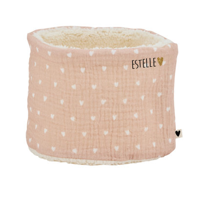 Tour de cou/Snood beige - petits coeurs