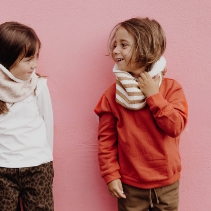 Tour de cou/Snood beige - petits coeurs