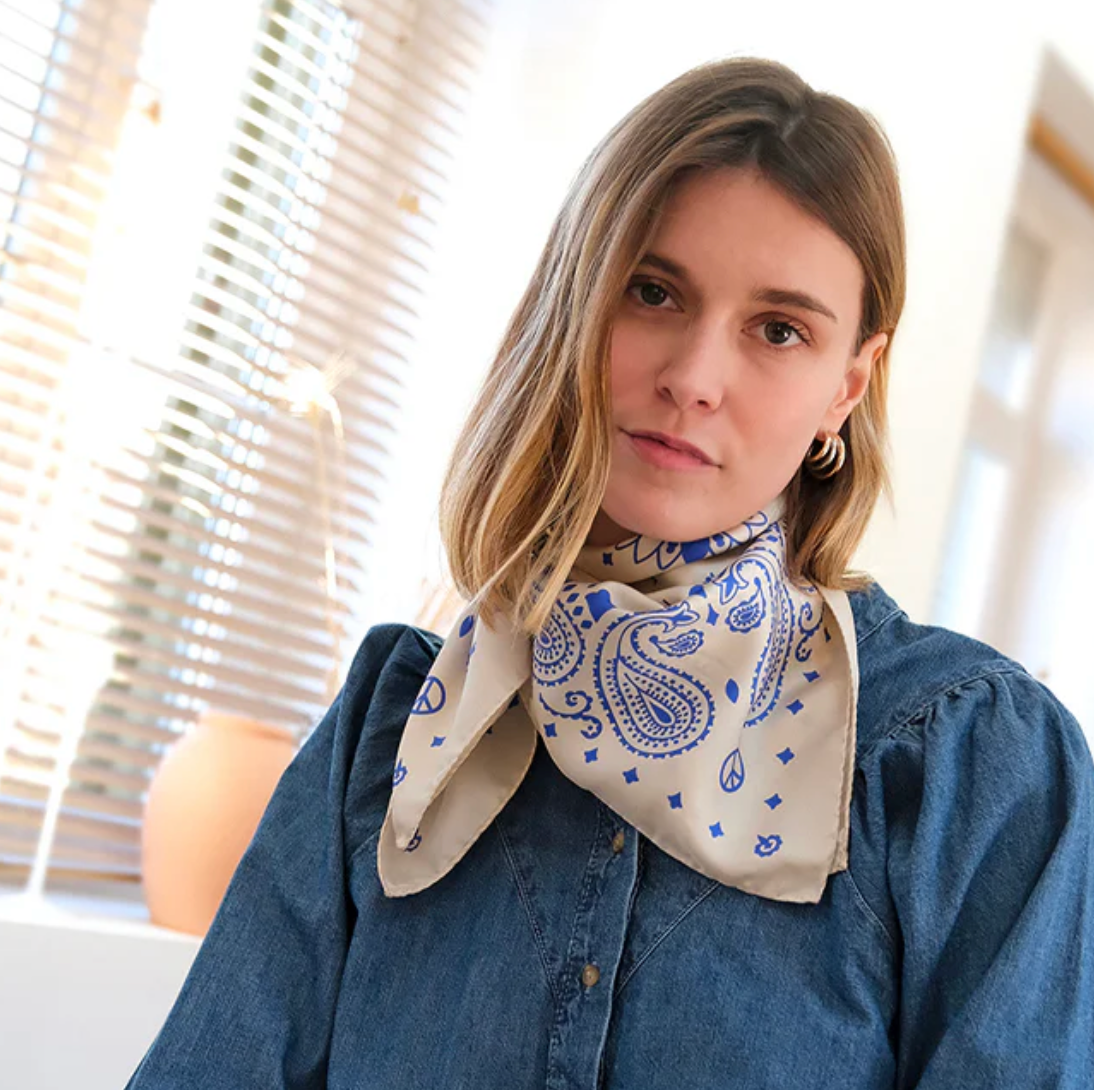 Foulard en soie - Antique White Blue