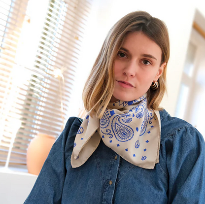 Foulard en soie - Antique White Blue