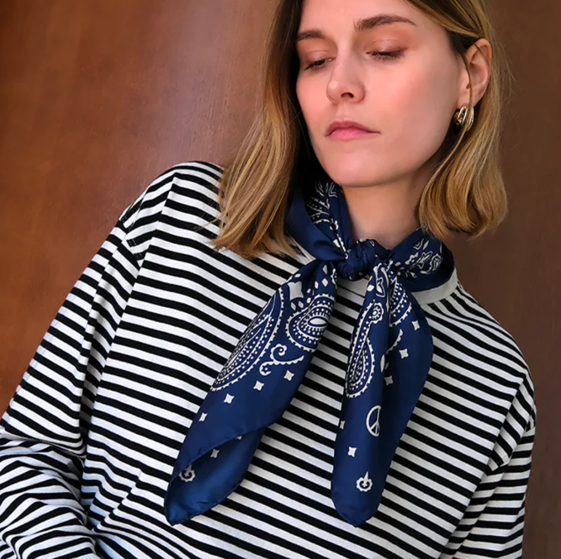 Foulard en soie - Antique Navy White