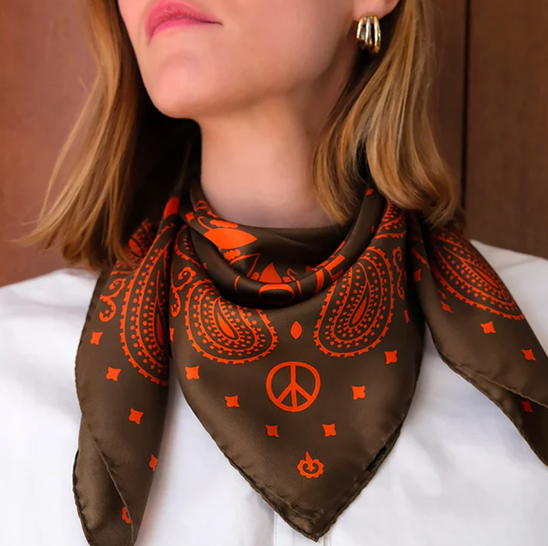 Foulard en soie - Olive Paprika