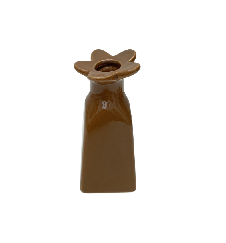 Vase soliflore fleur - Marron PM