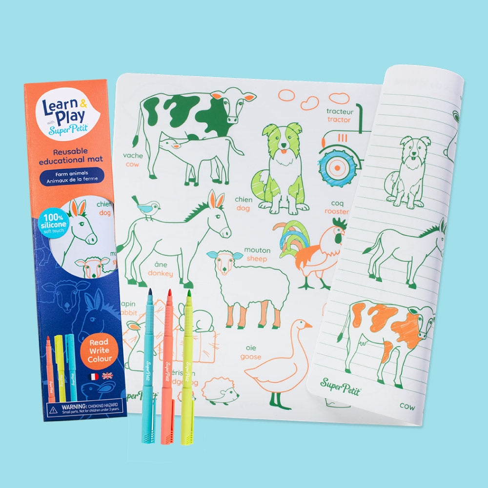 Coloriage éducatif en silicone – Les animaux de la ferme – SuperPetit