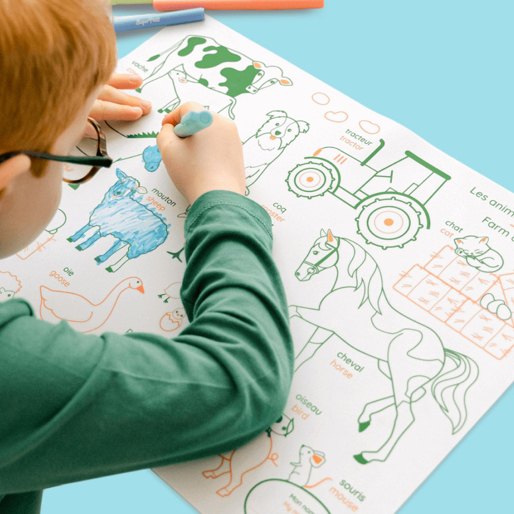 Coloriage éducatif en silicone – Les animaux de la ferme – SuperPetit