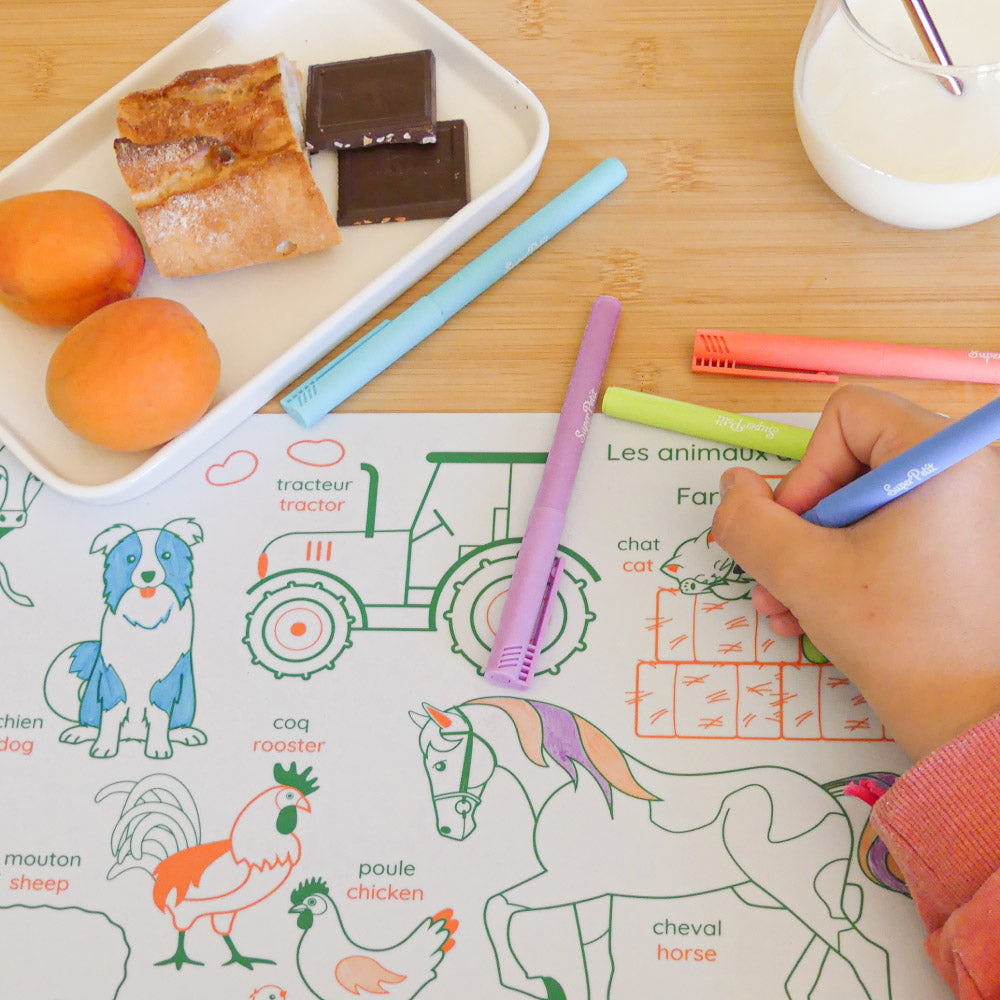 Coloriage éducatif en silicone – Les animaux de la ferme – SuperPetit