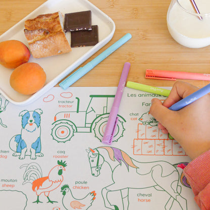 Coloriage éducatif en silicone – Les animaux de la ferme – SuperPetit