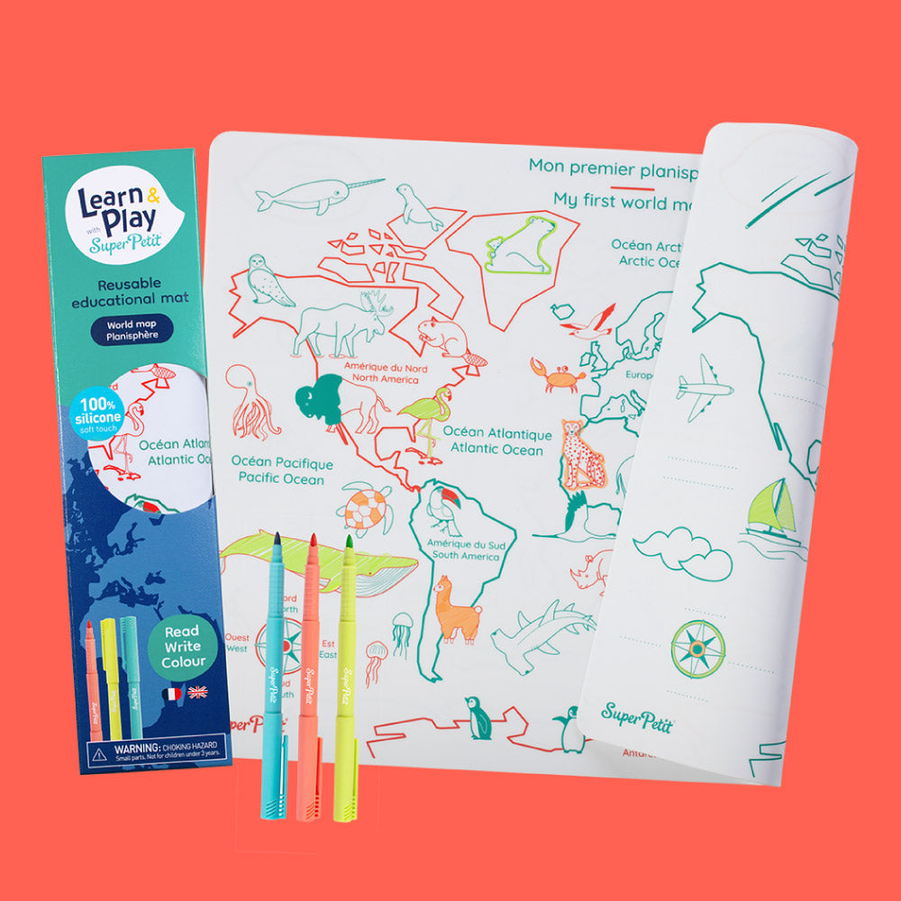 Coloriage éducatif en silicone – Mon premier planisphère – SuperPetit