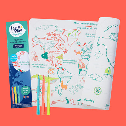 Coloriage éducatif en silicone – Mon premier planisphère – SuperPetit
