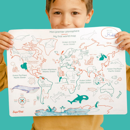Coloriage éducatif en silicone – Mon premier planisphère – SuperPetit