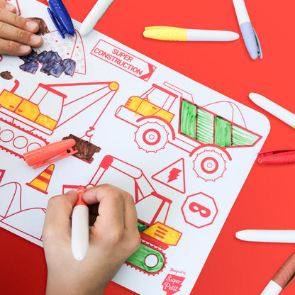 Mini coloriage réutilisable en silicone – Engins de chantier – SuperPetit