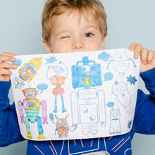 Mini coloriage réutilisable en silicone – Les robots – SuperPetit