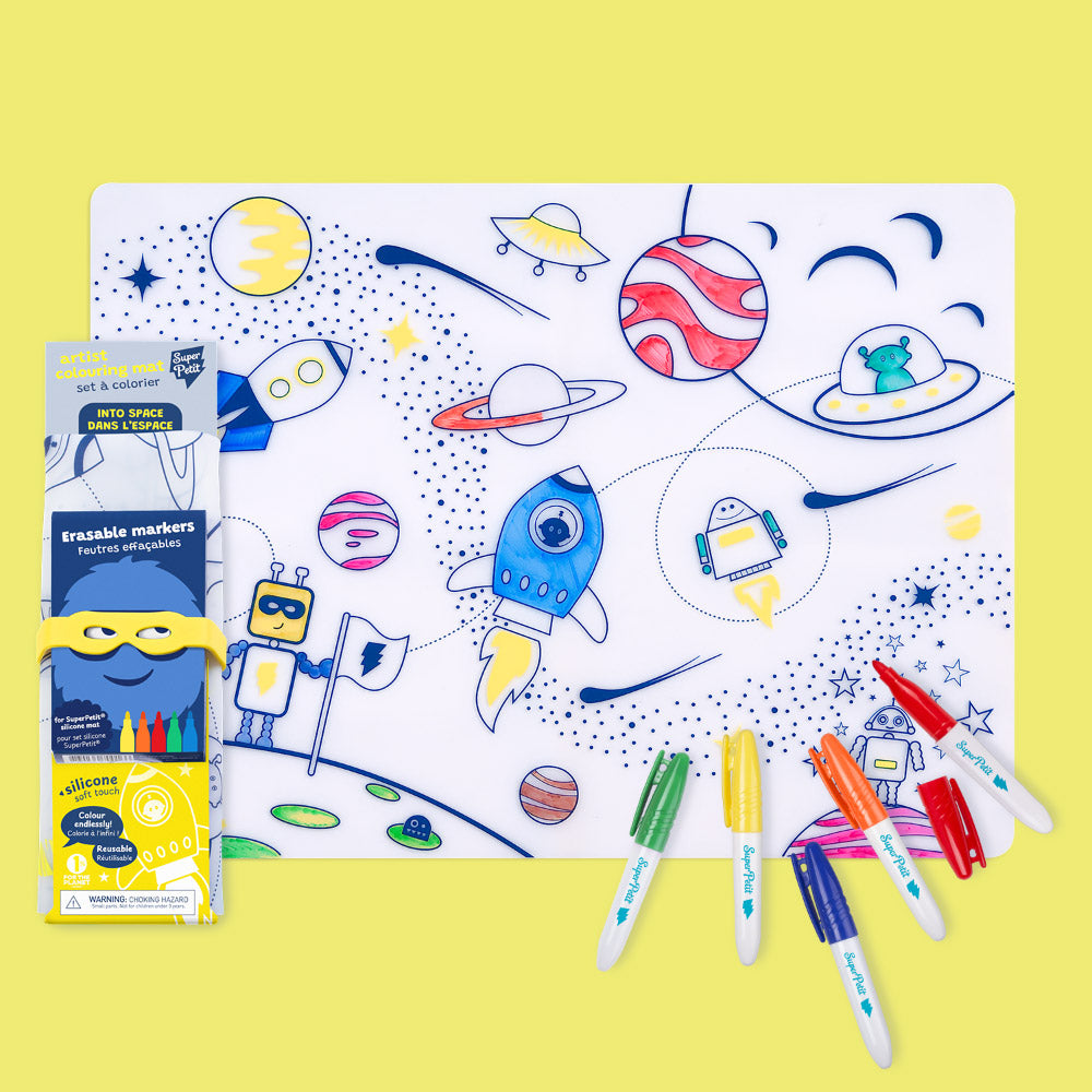 Set de table à colorier en silicone – Dans l’espace – SuperPetit