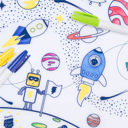 Set de table à colorier en silicone – Dans l’espace – SuperPetit