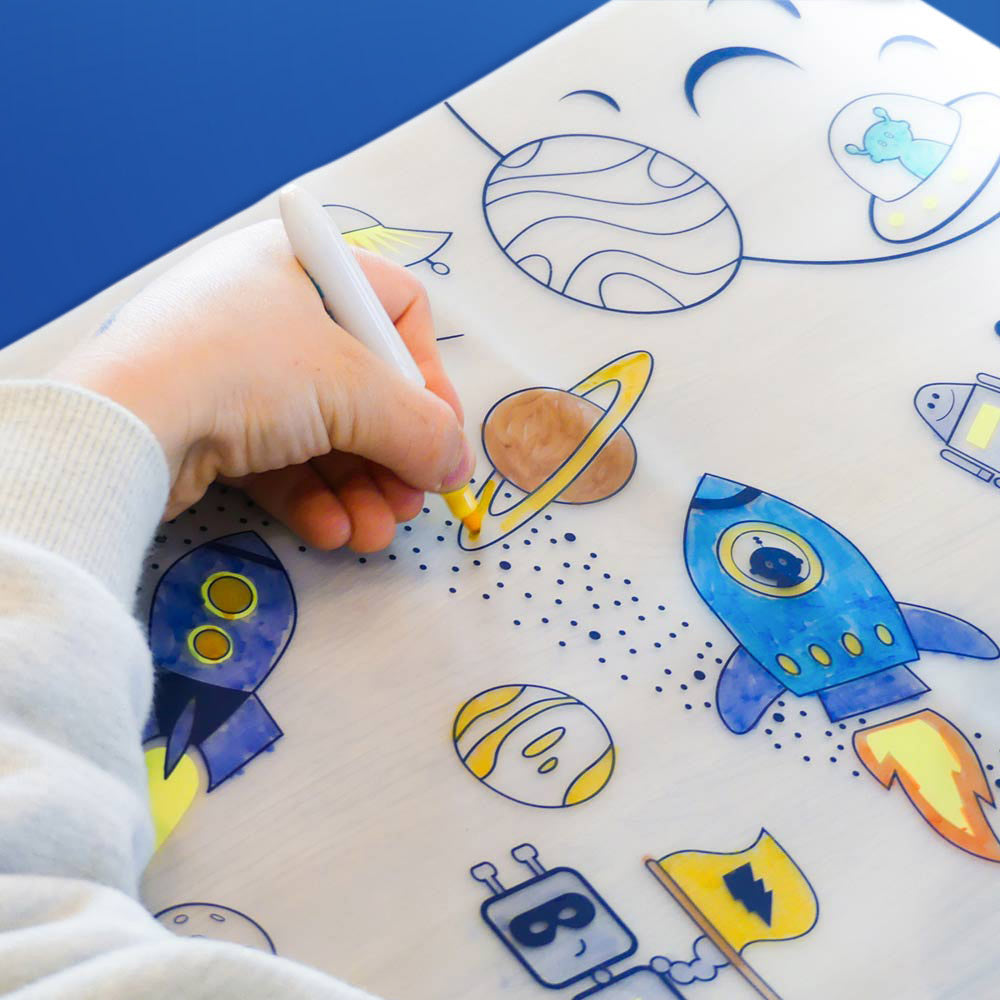 Set de table à colorier en silicone – Dans l’espace – SuperPetit