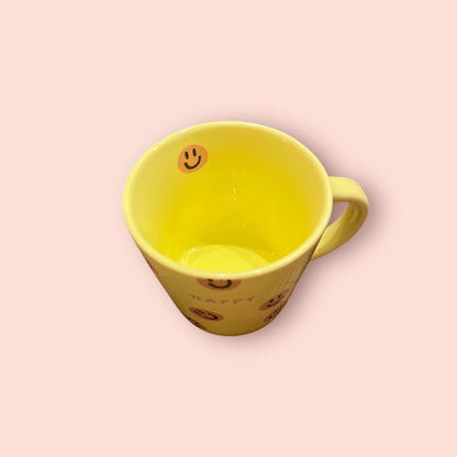 Tasse Jaune et rose smileys MM - Happy