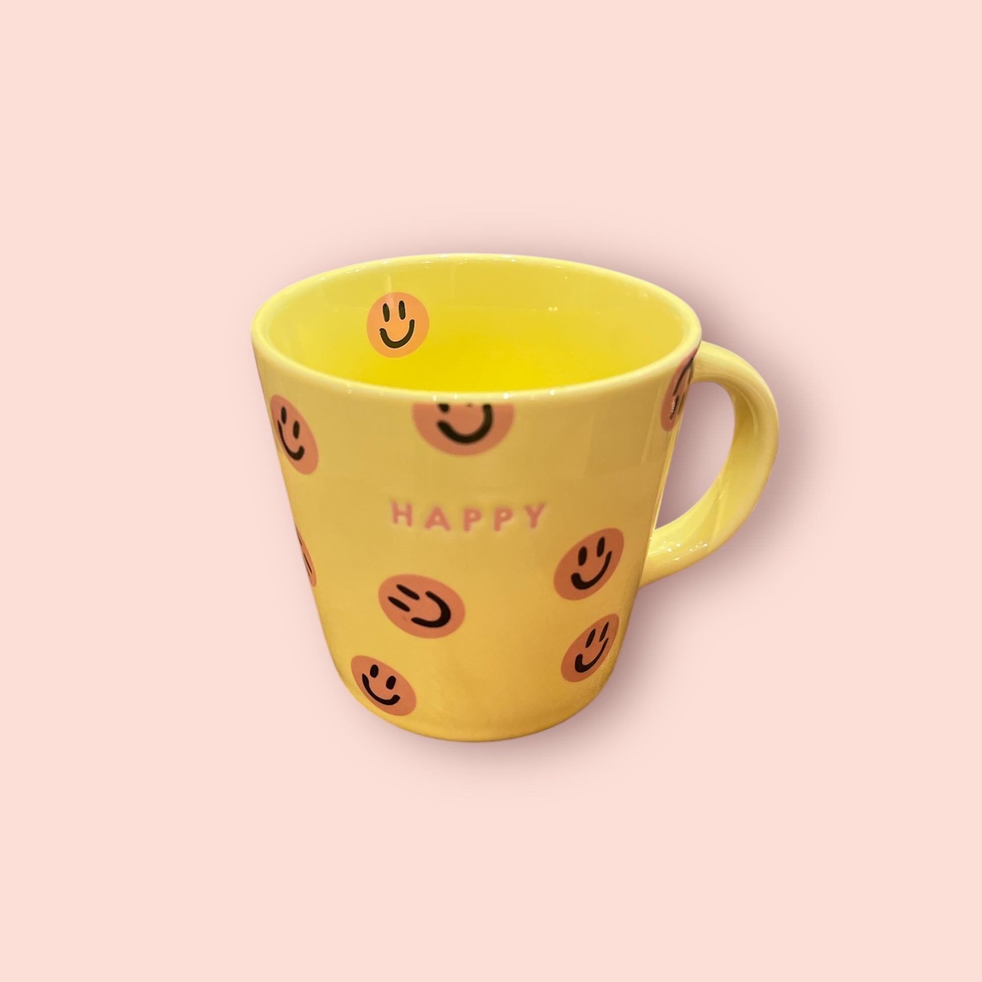 Tasse Jaune et rose smileys MM - Happy