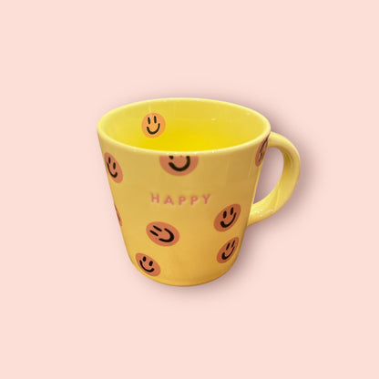 Tasse Jaune et rose smileys MM - Happy