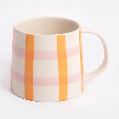 tasse à carreaux orange et rose Caroline Gardner  