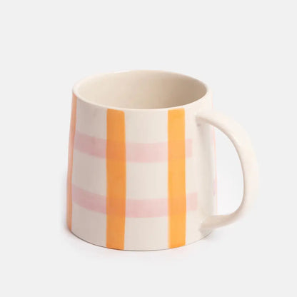 tasse à carreaux orange et rose Caroline Gardner  