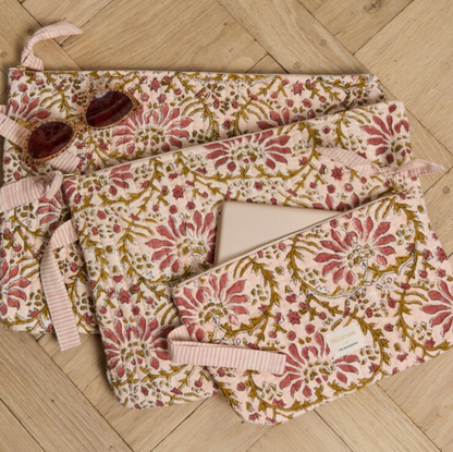 Pochette ordinateur 13' - Palmyre rose poudré