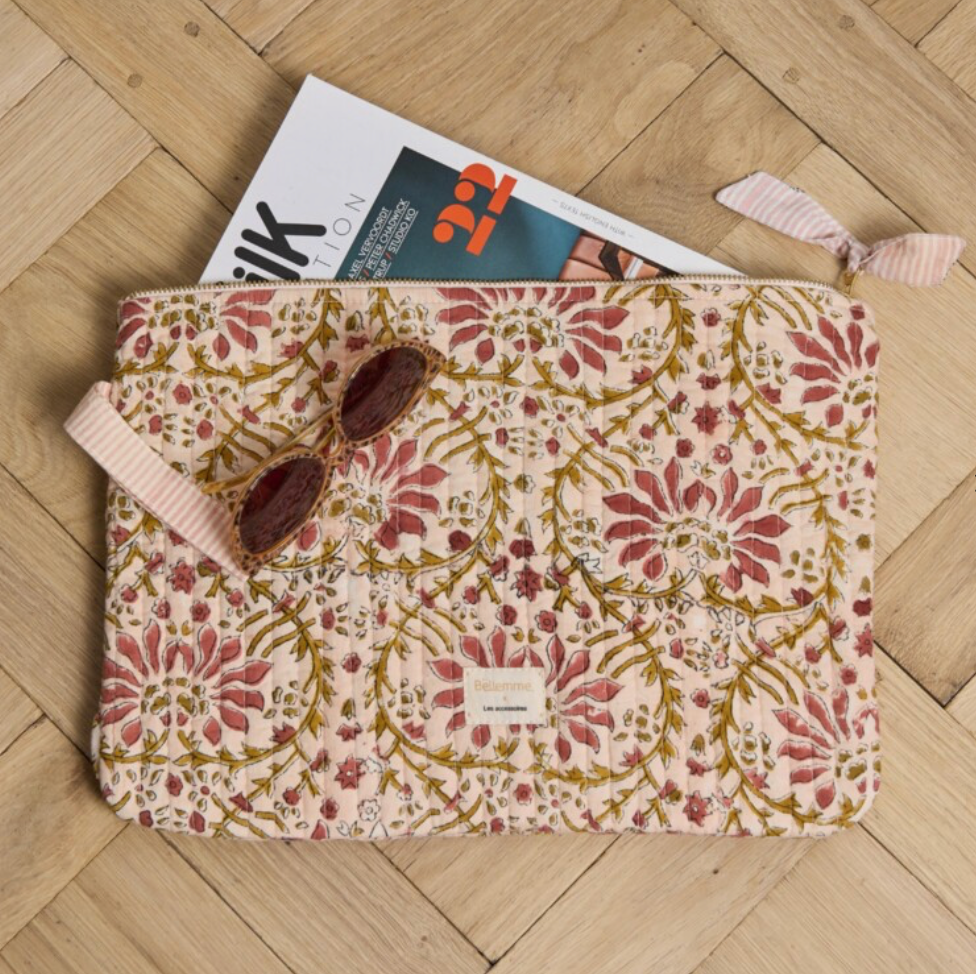 Pochette ordinateur 13' - Palmyre rose poudré