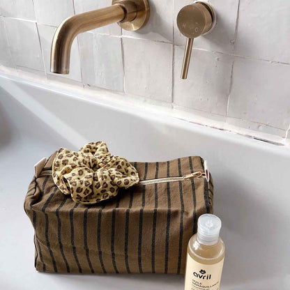 trousse de toilette rayures tennis olive