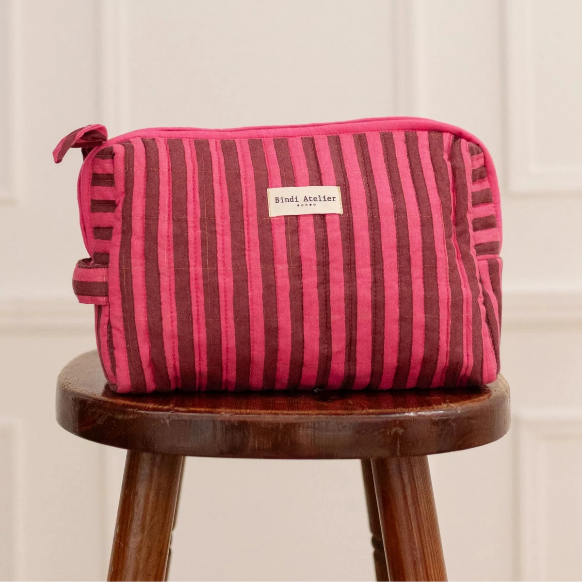 trousse de toilette stripes berry bindi atelier