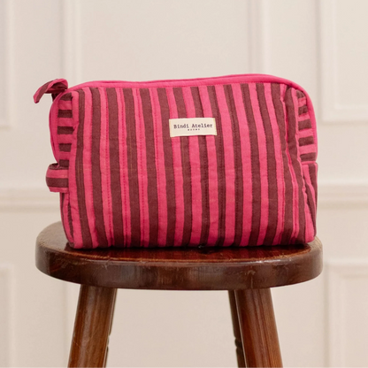trousse de toilette stripes berry bindi atelier
