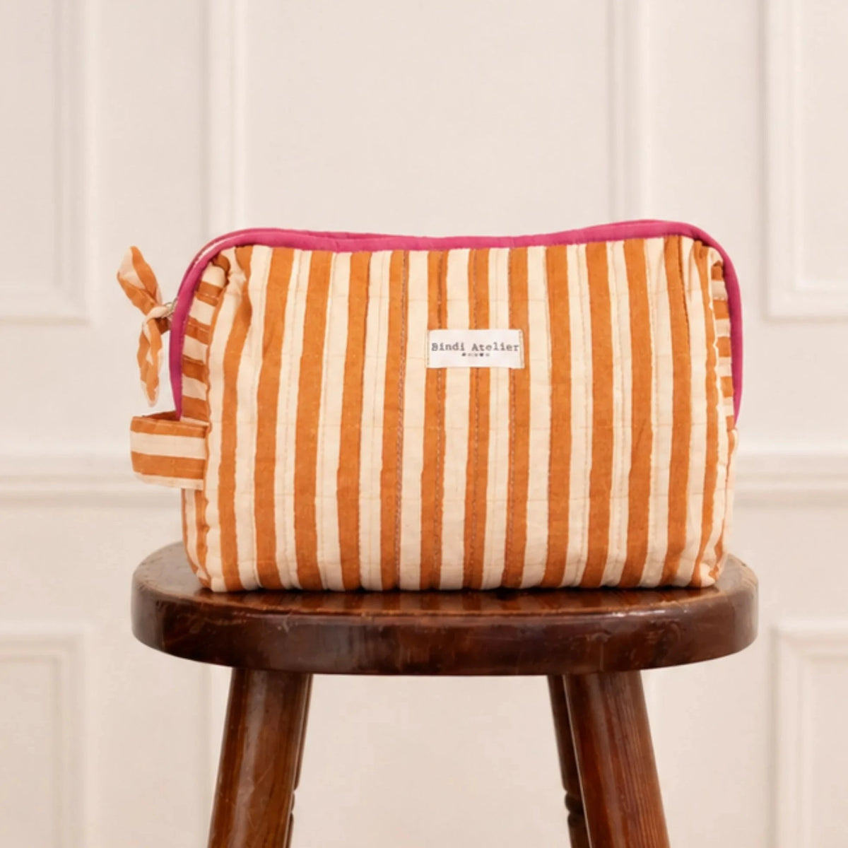 trousse de toilette stripes cream bindi atelier