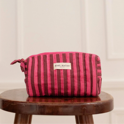 trousse maquillage stripes Berry bindi atelier