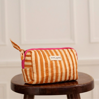trousse maquillage stripes cream bindi atelier
