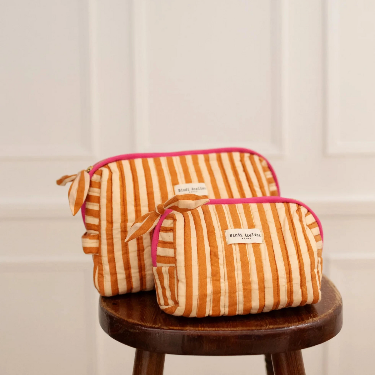 trousses stripes cream bindi atelier