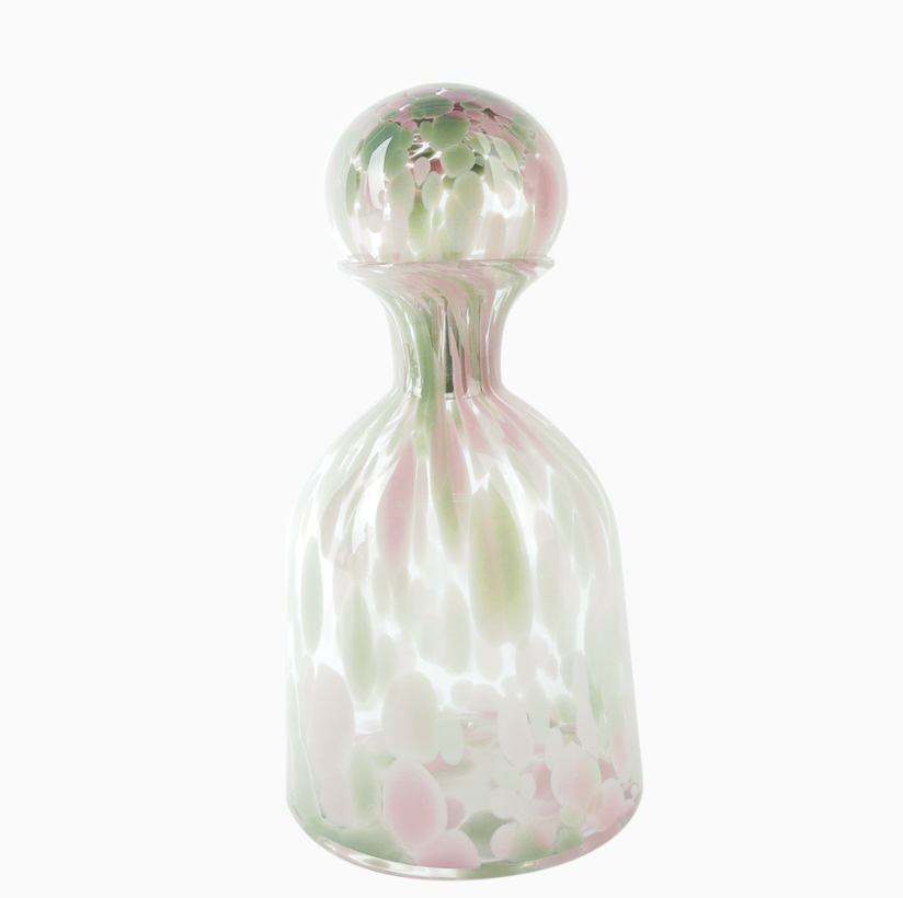 Vase bouteille tacheté - Rose et vert