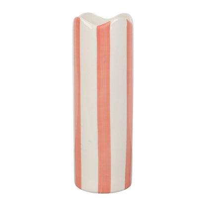 Vase long rayé - Rose et blanc